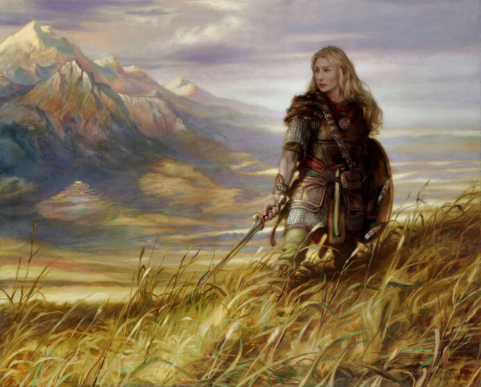 Éowyn, defensora de Rohan. Por Donato Giancola