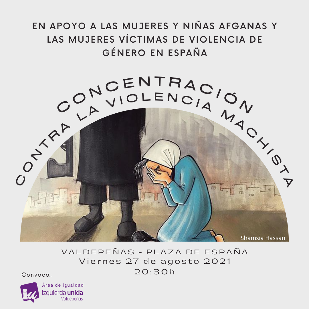 Manifestación en Valdepeñas para denunciar la situación que viven mujeres y  niñas afganas y la violencia de género